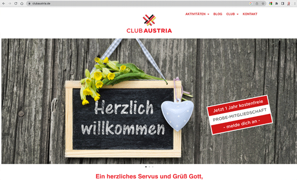 Webauftritt Club Austria by Findability Werbeagentur Hannover